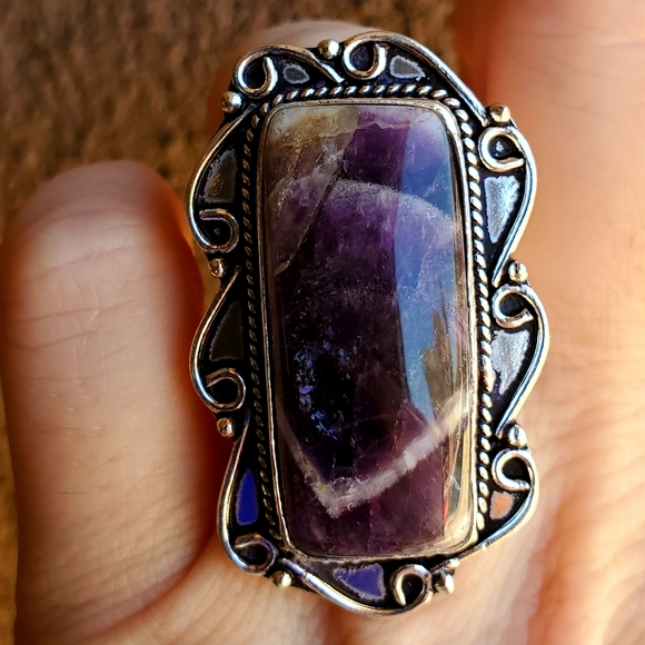 New Chevron Amethyst 925 Silver Ring. - Picture 11 of 13